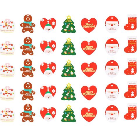 60 Pièces Étiquettes de Noël en Papier Cartes Présents Cartes Suspendues pour Sapin de Noël Lot de Décorations de Fête Compactes et Légères pour Loisirs Créatifs Plusieurs styles (1/5)
