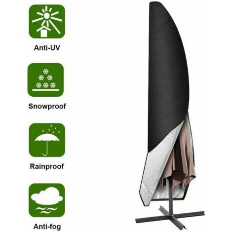 Funda para sombrilla, 265 cm. Funda protectora para sombrilla de jardín, tela Oxford impermeable, color negro. (1/5)