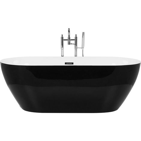 Vasca da Bagno Freestanding Acrilico Sanitario Nero Lucido 170 x 79 cm Carrera