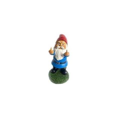 Nain de jardin en résine 15 cm – Sculpture extérieure avec doigt d'honneur – Décoration originale pour jardin et cour-Crezuo