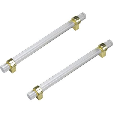 JSSEVN - 2 pieces gold furniture handles, transparent zinc alloy acrylic cabinet handles for drawer units, 160 mm handle (1/5)