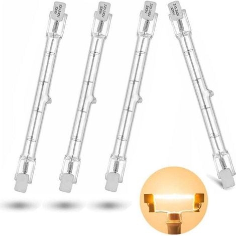 YMYNY Tube ampoule halogène, base R7S, lampe tube ampoules halogenes T3, 230V, 300 watts, 118 mm, blanc chaud - 2800K (4 pièces) (1/4)