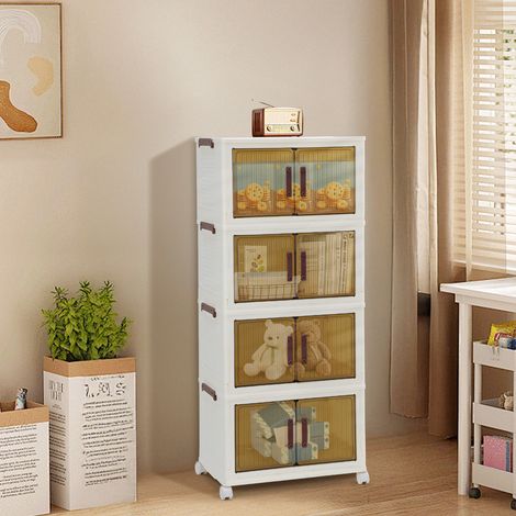 Wolketon Scatola di immagazzinaggio a 4 livelli organizzatore in plastica  pieghevole per vestiti giocattoli libri cucina camera da letto soggiorno