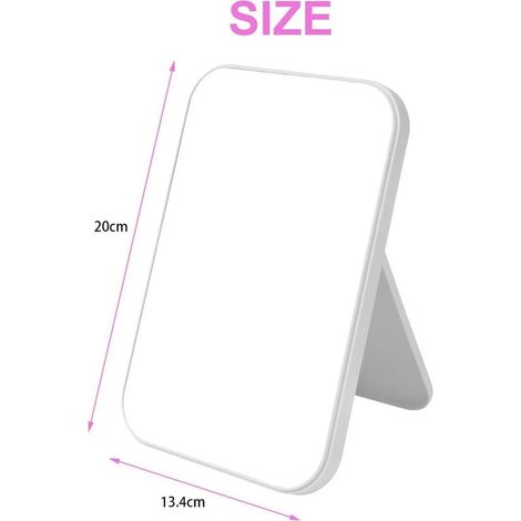 Super HD Spiegel, 20 x 13,4 cm Kosmetikspiegel mit faltbarem Ständer, tragbarer Tischspiegel, leicht zu transportieren, ultradünner und robuster Reisespiegel, faltbar, weiß (1/5)