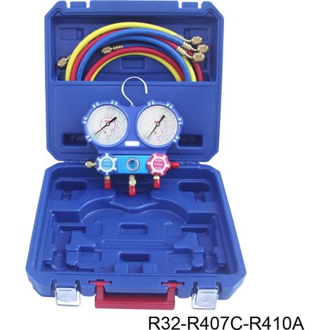 Kit analizador 2 valvulas analogico manometros diam. 80 R32/R407C/R410A