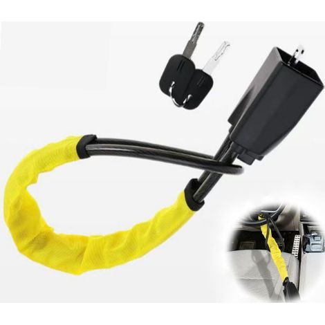 Antivol de volant de voiture – Câble antivol rétractable, sécurité antivol de voiture, antivol universel en acier inoxydable avec clé, adapté pour voitures, camionnettes, camions (1/5)