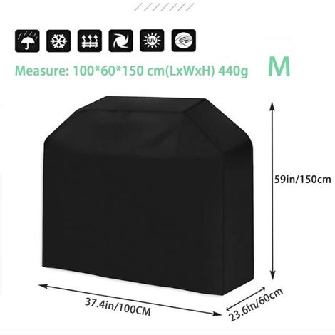 Housse Barbecue Gaz, Bache Barbecue Exterieur Rectangulaire, Housse 210D Etanche, Couverture de Grill Imperméable Anti Vent, UV, Poussière, Neige (1/4)
