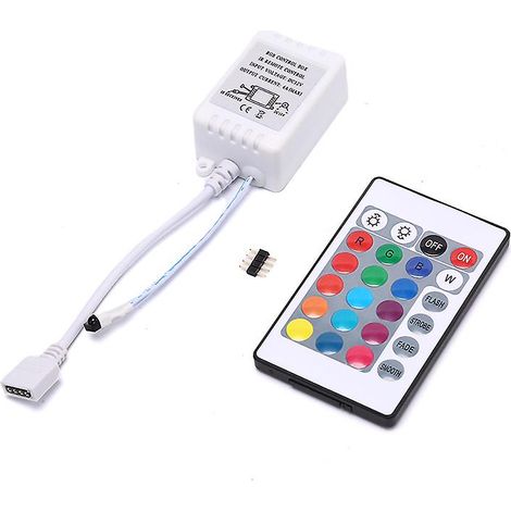 Contrôleur LED RGB à 24 touches avec télécommande infrarouge, boîtier de contrôle variateur DC12V pour ruban LED (1/5)