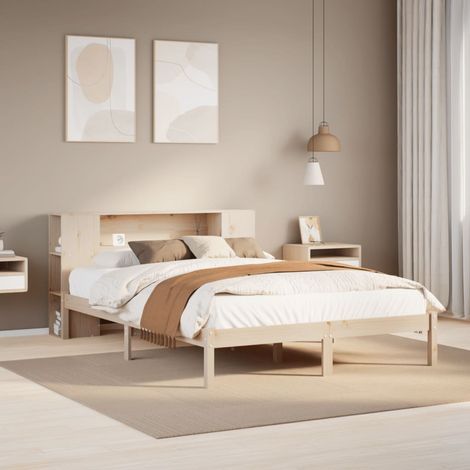 Bookcase Bed without Mattress 120x190 cm Small Double Solid Wood Pine vidaXL (1/5)