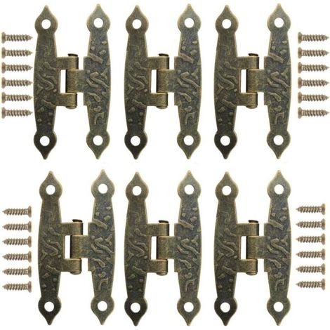6 Pièces Bronze Rétro Charnières, Charniere Decorative,Charnières en Métal Style Rétro, Charnières Pliantes