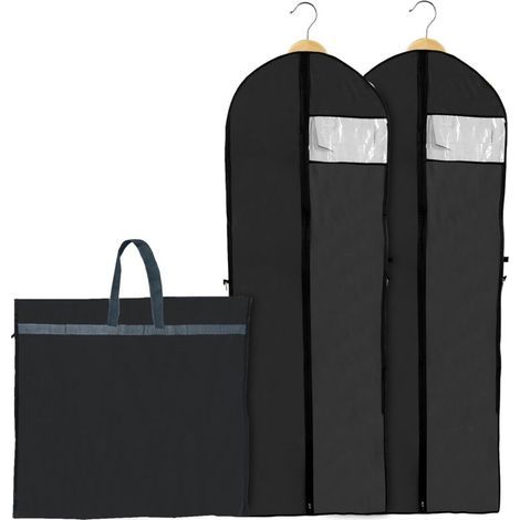 Stück faltbare Kleidersäcke 180 x 60 cm, atmungsaktive, staubdichte Schutzhülle für lange Abendkleider, Brautkleider und Anzüge (Schwarz) (1/3)