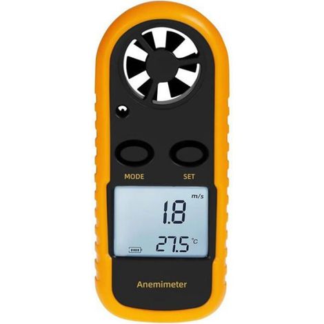Anémomètre - LCD Numérique - Mesure Vitesse Vent et Flux Air - Thermomètre Intégré - Rétro-éclairage - Max/Min/Avg - Alimentation USB (1/5)
