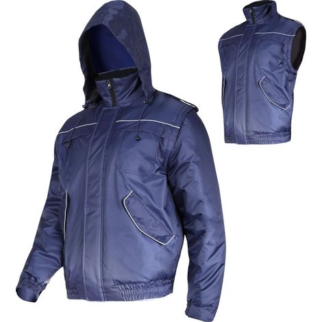 Veste isolante bleu marine. Manches amovibles, taille 3XL, marquage CE, Lahti