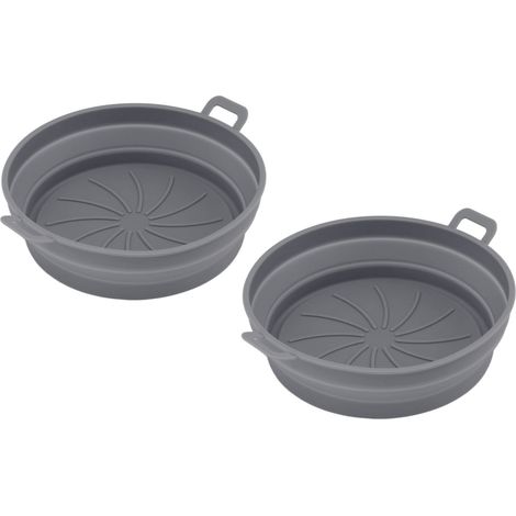 Silikon-Heißluft-Backbleche mit Griff, runde Bleche, alternative Küchenaccessoires, 21 cm, Grau (1/5)