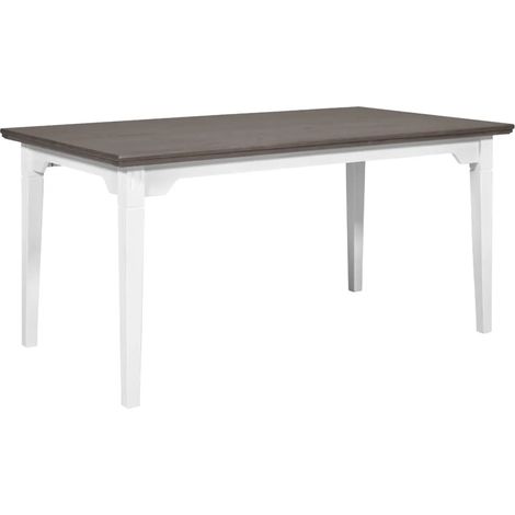Tavolo da Pranzo Bianco Grigio 160x90x77 cm in Legno Massello (1/5)