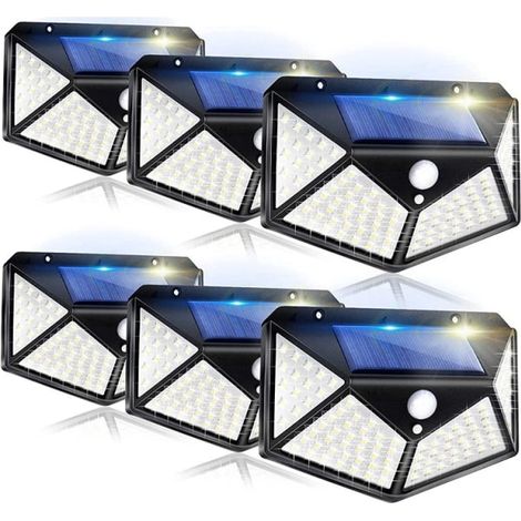 Ensemble de lampes solaires d'extérieur, 100 LED/3 modes, angle d'éclairage de 270°, détecteur de mouvement, lampe de sécurité, applique murale étanche IP65, alimentation, lumière-AquaForge