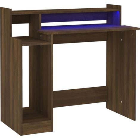 Maison Exclusive - Schreibtisch mit LEDs Braun Eiche-Optik 97x45x