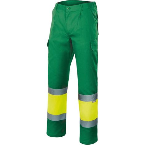 Pantalón Bicolor Alta Visibilidad VERDE HIERBA/AMARILLO FLÚOR M
