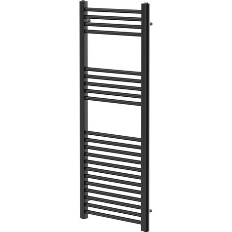 Colore Matt Black 1200mm x 500mm Straight Heated Towel Rail (1/5)