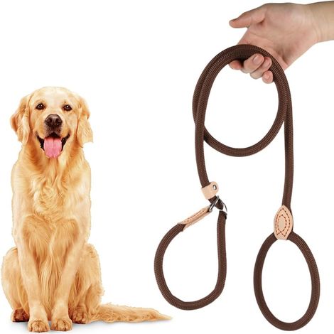 CCYKXA180 cm Laisse Retriever Réglable,Collier avec Laisse intégrée, Laisse de Dressage pour Chien, pour Chiens de Toutes Tailles, Marron (1/5)