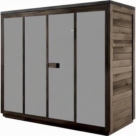 FinnTherm Gartensauna Kuuma L black mit Spiegelglas Gartensauna 3 Sitzbänke aus Holz in Schwarz, Sauna mit 42 mm Wandstärke, Außensauna mit Montagematerial