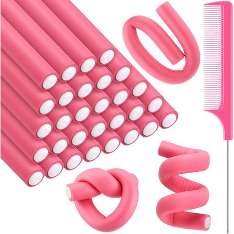 Fers à friser, lot de 31, fers à friser non chauffants, fers à friser flexibles, fers à friser en mousse torsadée, outils de coiffure DIY, adaptés aux filles pour réaliser elles-mêmes des boucles et d (1/5)