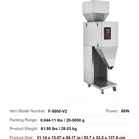 Macchina riempitrice di particelle, distribuzione precisa del peso, controllo intelligente, 20-5000 g (1/2)