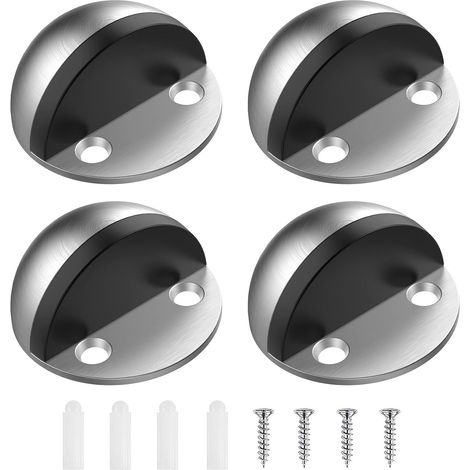 Fermaporta in acciaio inox da 4 pezzi e fermaporta adesivo da pavimento per deflettore, argento (1/5)