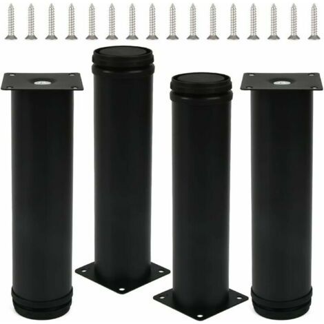 4pcs pieds de meubles pieds réglables noirs 200 mm de hauteur pieds de meuble en acier inoxydable pieds de table épaissis pieds de meubles pieds de meuble avec 16 vis en acier inoxydable (1/5)