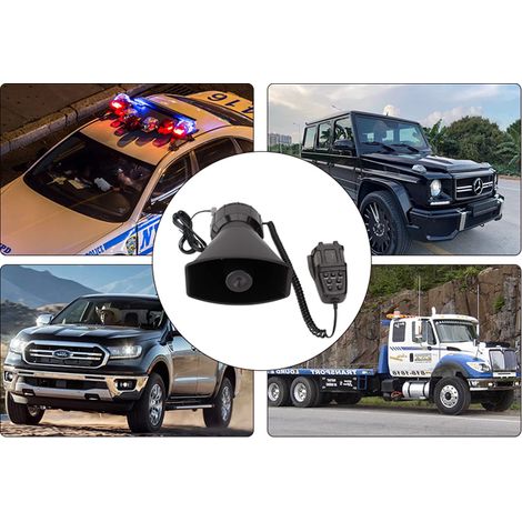 Sirena per auto con 7 suoni, sirena della polizia, amplificatore per altoparlanti, allarme per auto con microfono PA, 12 V, 100 W, amplificatore per suoni di emergenza (1/4)