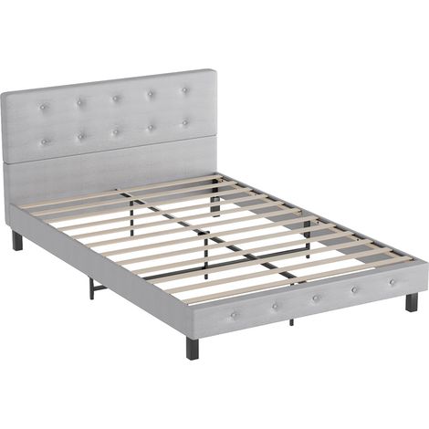 Randaco Marco de cama con cabecero Fácil de limpiar Robusto gris claro y estable tela 140x200cm