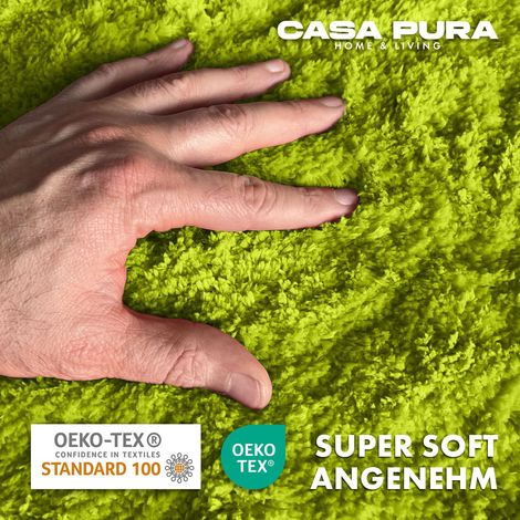 Tapis de Bain à Poils Longs Sky Soft Vert pomme 95 cm diamètre (1/5)