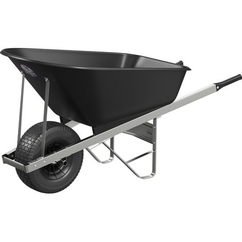 Agri Barrow Wheelbarrow 120 Litre Plastic Tub Puncture Proof Fat Tyre Black