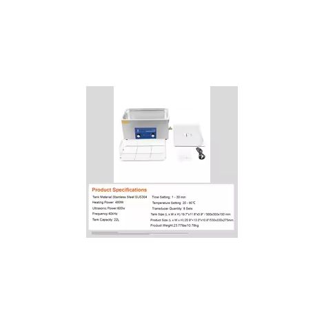 SIHAO 22L 40KHZ Ultraschallreiniger mit Heiztimer für Schmuckreinigung Taste Steuerbrille Ringe Zähne Musikinstrumente Blau