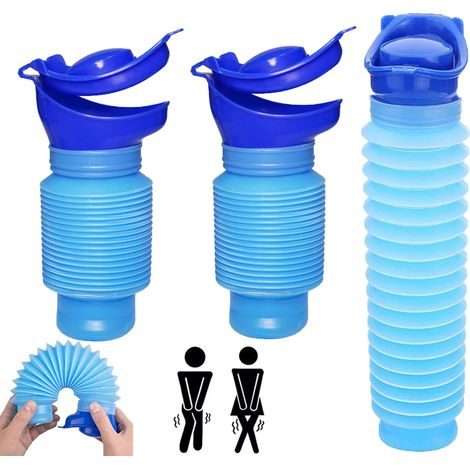Urinoir rétractable 750 ml, pour hommes et femmes, cuvette de toilette mobile portable, bouteille d'urine, réutilisable, pour les urgences des embouteillages et des files d'attente de camping-car, 2 p (1/5)