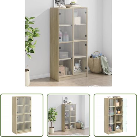 Rangement livres - Buffet haut avec portes chêne sonoma bois d'ingénierie (1/5)