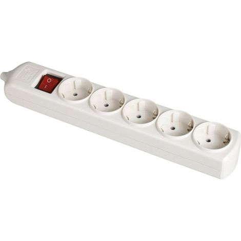 Multipresa bipolare con 5 prese T/t laterali 16A 250V bianca + interruttore con spia Solera 8002il