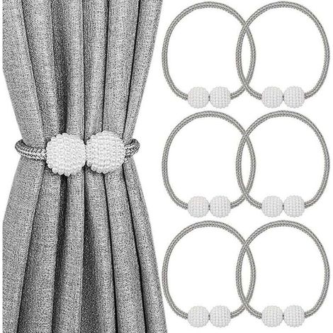Confezione da 6 fermatende magnetici decorativi per finestre (grigio) (1/4)