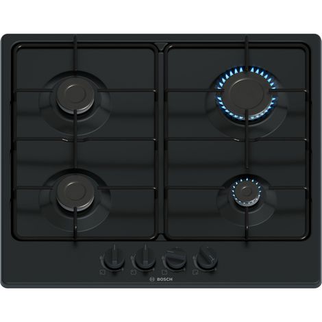 Bosch – Plaque gaz 60 cm 4 foyers PGP6B6K80 – Acier noir – Pour cuisson rapide et efficace – Design moderne et épuré