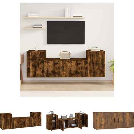 The Living Store 3-tlg. TV-Schrank-Set Räuchereiche Holzwerkstoff -  TV-Möbel (1/5)