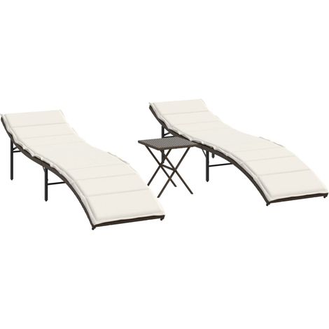 Maison Exclusive - Lettini Prendisole 2 pz con Tavolino Marrone in Polyrattan
