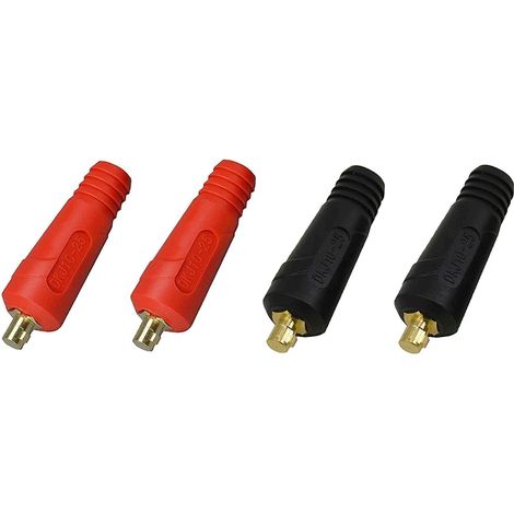 Câble pour Torche de Soudage TIG Fiche de Connecteur de Soudage DKJ10-25 200A Connecteur Raccord Rapide style Dinse en de Couleur Rouge et Noire 4 pièces (1/5)
