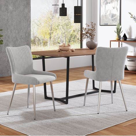 Chaise de salle a manger en velours gris, lot de 2, pieds métal et montage rapide,47×46×85cm (1/5)