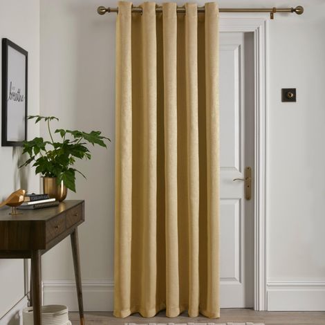 Rideau de porte à œillets Ocre - 66 x 84 cm (168 x 214 cm) - Panneau simple - Doublure thermique - Jaune - Pour chambre à coucher ou salon - Accessoire d'intérieur moderne (1/4)