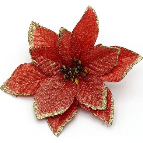 Fleur De Noel - 15 Cm - Decoration Sapin Et Couronne De Noel - Lot De 24