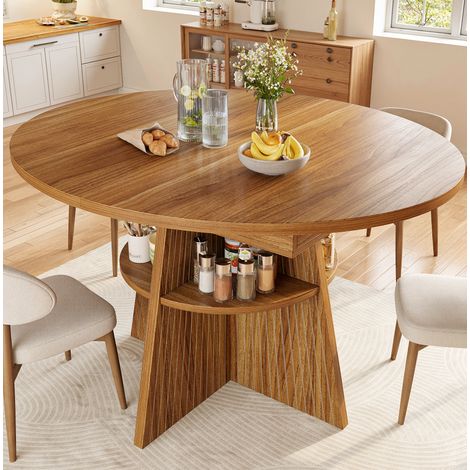 Ausziehbarer Tisch 110-150 x 110 cm mit Stauraum, MDF und Metall, dunkelbraun OKMYHOME (1/5)