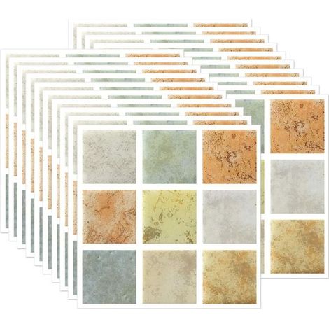 Autocollants pour carrelage, stickers muraux en mosaïque, papier peint autocollant pour cuisines et salles de bains, 20 pièces - 10 x 10 cm (1/5)