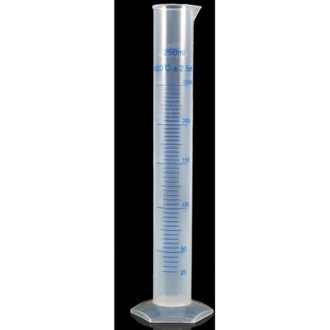 FENOPLASTICACylindre de mesure en plastique 250 ml – Éprouvette graduée stable avec bec verseur conique – Outil de laboratoire pour tests chimiques (1/4)