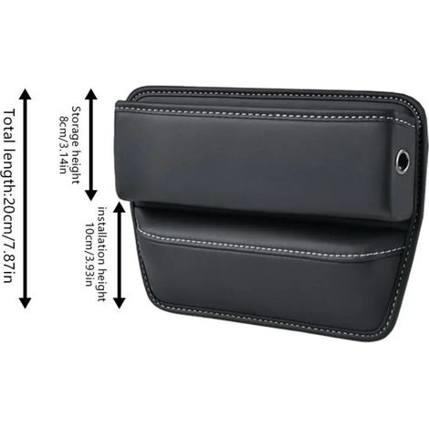 (Noir) Organisateur de siège auto en cuir PU avec poche latérale et porte-gobelet pour combler les espaces entre les sièges avant (1/5)