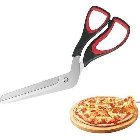 Pizzaschere, multifunktionale Küchenschere, Edelstahl, 27 cm, Schwarz Rot (1/5)